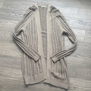 Kimchi Blue | Urban Outfitters Taupe Crocheted Open-Knit Cardigan Size Large